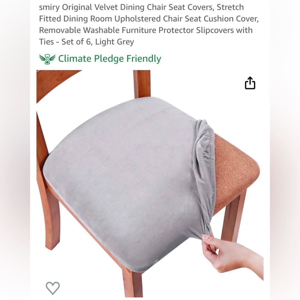 smiry original velvet dining chair seat covers set of 6. New without tags.